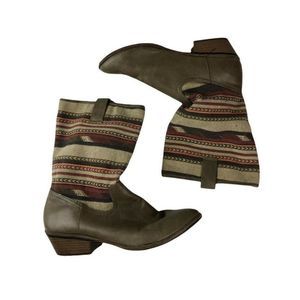 SHOES Women's Unionbay Elba Tribal Aztec Brown Tan Taupe Pull on Boots Size 10M